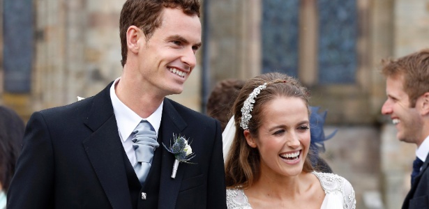 Murray e a esposa Kim sears no casamento em Dublane, em 2015 - Alex B. Huckle/Getty Images