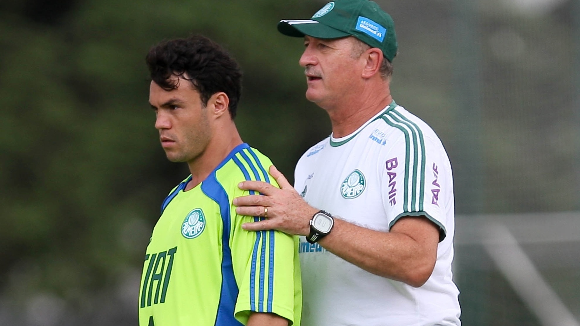 Felipão e Kléber durante treino do Palmeiras