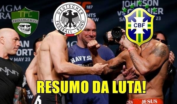 Nocaute de Chris Weidman sobre Vitor Belfort resgatou a goleada história de 7 a 1 da Alemanha contra o Brasil na Copa do Mundo - Reprodução/TrollagemFC