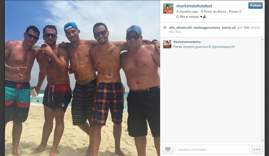 Frequentar as praias do Rio de Janeiro é um dos programas prediletos de Guerrero - Reprodução Instagram