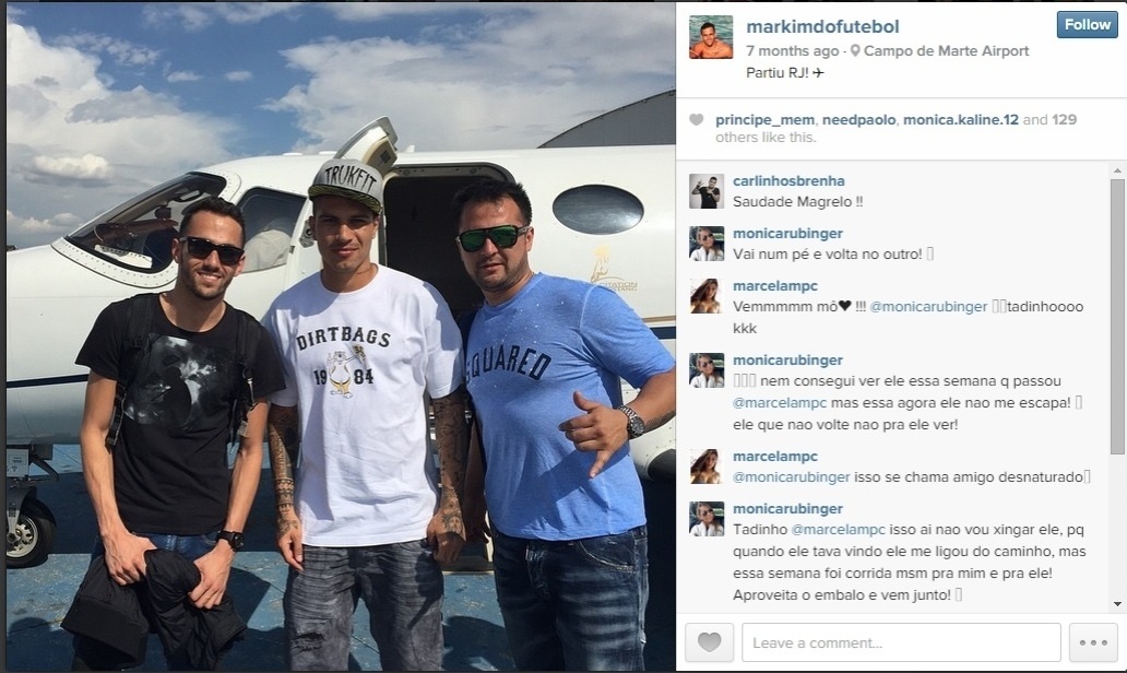 Guerrero utiliza até um jatinho para ir ao Rio de Janeiro em algumas oportunidades - Reprodução Instagram