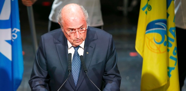 Blatter durante festa de abertura do 65º congresso da Fifa; reeleição está ameaçada - ARND WIEGMANN / REUTERS