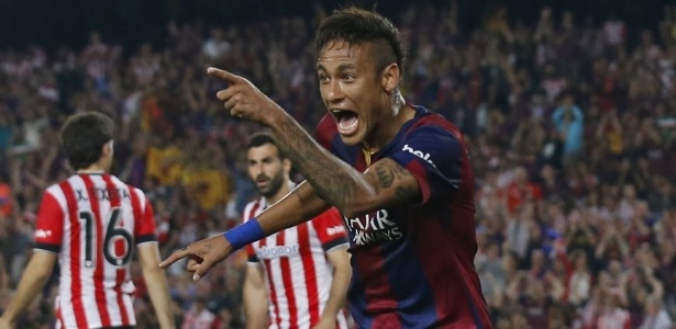 Neymar deixou sua marca na final da Copa do Rei contra o Athletic Bilbao - Albert Gea /Reuters