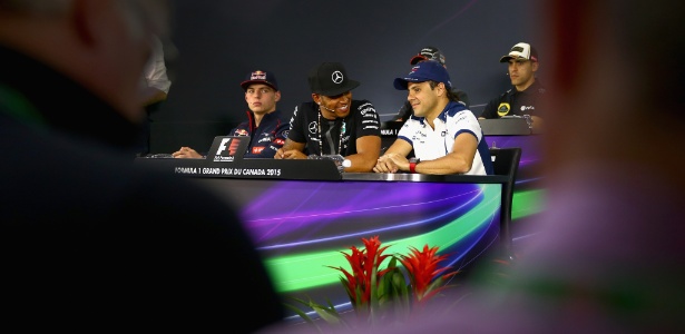 Verstappen (e), Hamilton (c) e Massa (d) participam de coletiva prévia ao GP do Canadá - Clive Mason/Getty Images