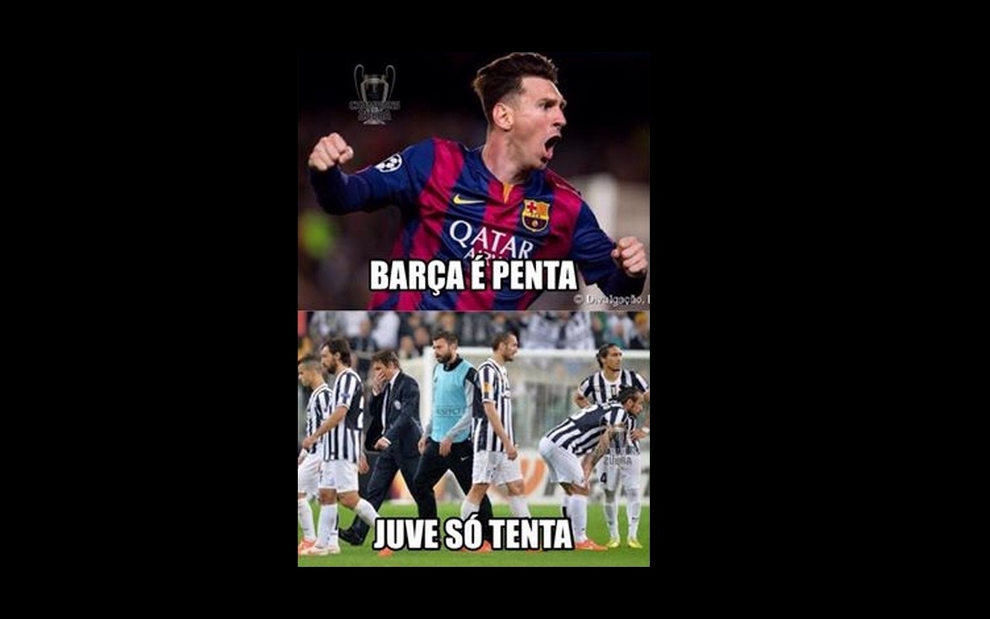 A internet explodiu em memes após a vitória do Barcelona sobre a Juventus na final da Liga dos Campeões - Reprodução/Champions Da Zuera