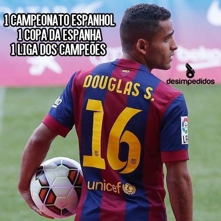As maiores piadas, claro, foram sobre o fato de o ex-são-paulino Douglas conquistar o título da Liga com o Barcelona - Reprodução/Desimpedidos