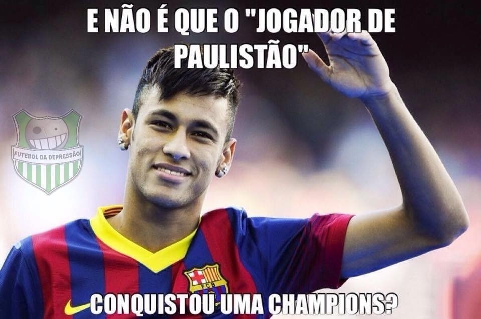 Neymar conquistou o título da Liga dos Campeões com o Barcelona. Ainda fez um gol na final contra a Juventus e foi artilheiro da competição - Reprodução/Futebol da Depressão