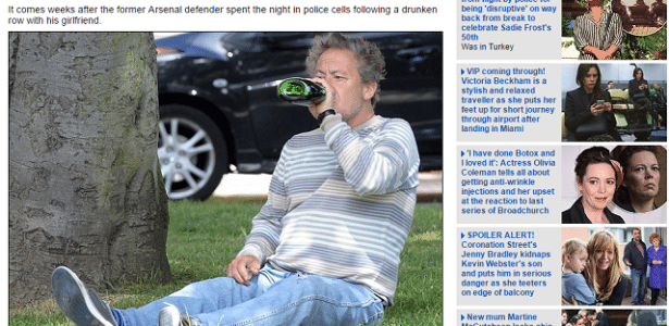Sansom, ex-jogador da Inglaterra, vive em parques de Londres e enfrenta alcoolismo - Reprodução/Daily Mail