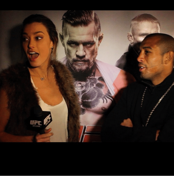 Amanda Salvato com o campeão dos penas do UFC José Aldo - Arquivo Pessoal