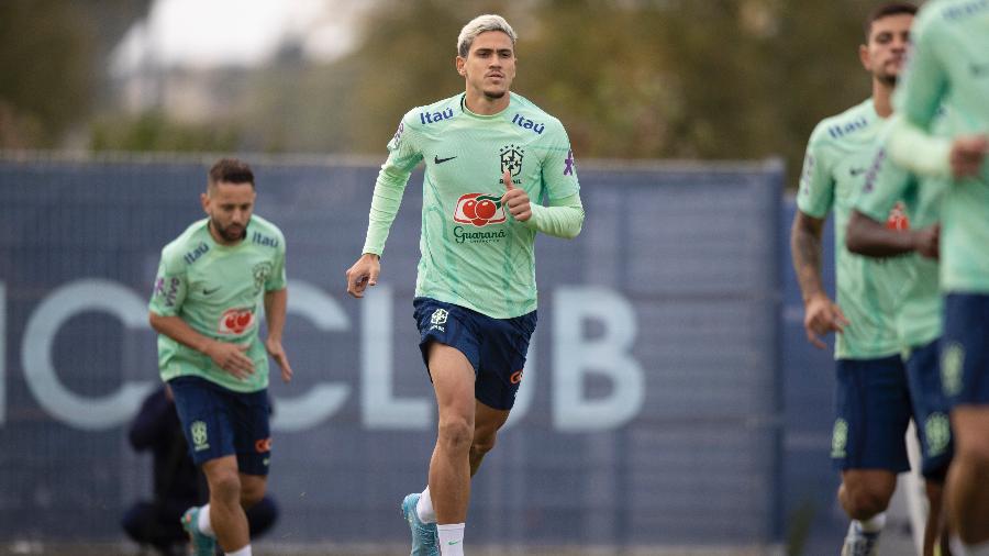 Atacante Pedro, do Flamengo, em treino da seleção brasileira - Lucas Figueiredo/CBF