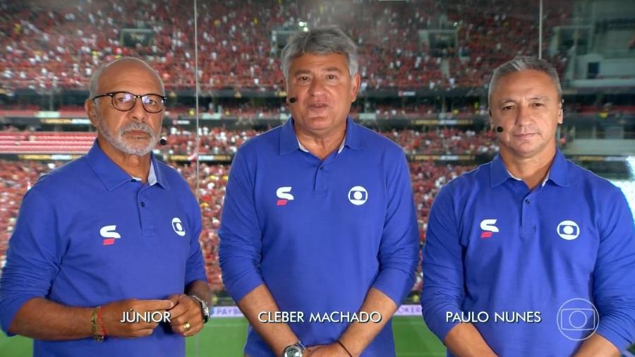 Equipe de transmissão da TV Globo na Supercopa do Brasil teve Júnior, Cléber Machado e Paulo Nunes em Brasília - Reprodução/TV Globo