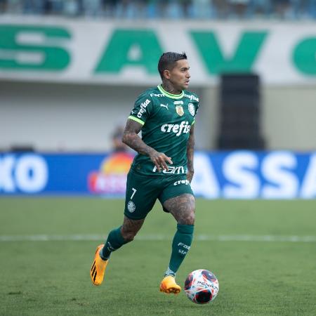Dudu conduz a bola na final entre Palmeiras e Água Santa pelo Campeonato Paulista - Diogo Reis/AGIF