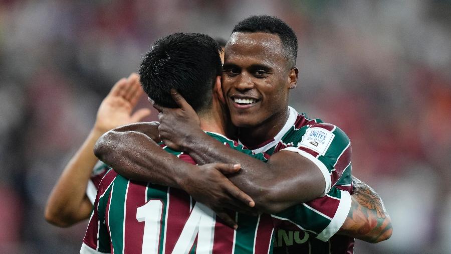 Arias celebra gol em Fluminense x Al Ahly, jogo do Mundial de Clubes