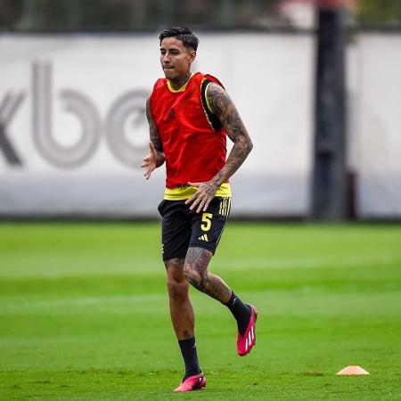 Erick Pulgar participou normalmente do treino do Flamengo nesta quinta-feira (29)