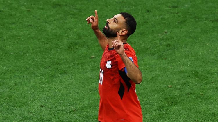 Mohamed Salah, do Egito, comemora gol contra a Nova Zelândia na Copa do Mundo