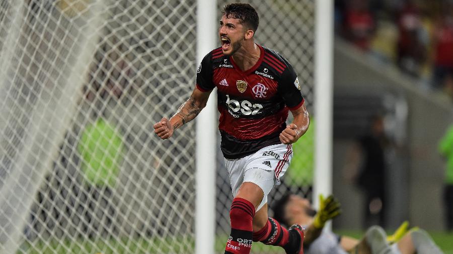 Gustavo Henrique abre o placar para o Flamengo contra o Barcelona-EQU pela Libertadores - Thiago Ribeiro/AGIF