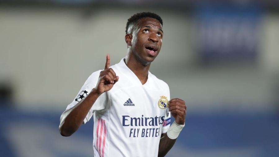 Vinicius Junior, do Real Madrid; Futebol Muleke comenta jogo do time na Twitch e no TikTok - Gonzalo Arroyo Moreno/Getty Images