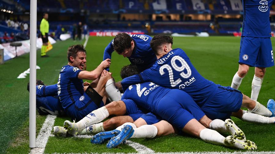 Jogadores do Chelsea comemoram gol contra o Real e classificação para a final da Champions - Darren Walsh/Chelsea FC via Getty Images