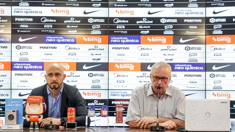 Alessandro Nunes e Roberto de Andrade, executivos de futebol do Corinthians, concederam entrevista coletiva  - Rodrigo Coca/Agência Corinthians