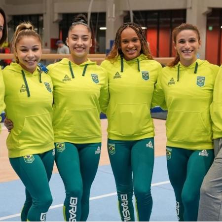 Pan-Americano 2023: Equipe feminina de ginástica artística do Brasil no Centro de Esportes Coletivos