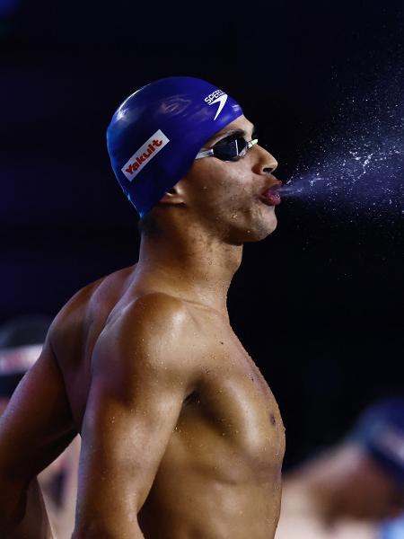 Guilherme Costa durante a final dos 400m livre no Mundial de Esportes Aquáticos, em Doha