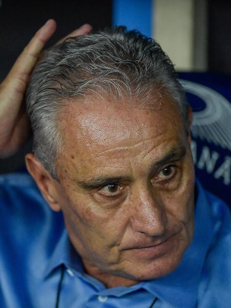 Tite, técnico do Flamengo, no jogo contra o Palestino, pela Libertadores