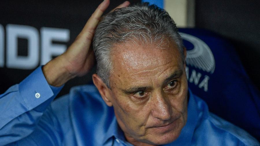 Tite, técnico do Flamengo, no jogo contra o Palestino, pela Libertadores
