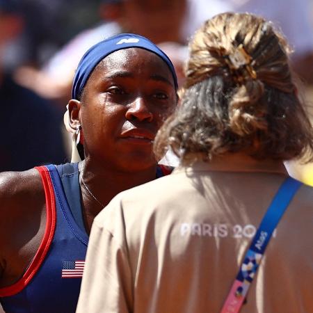 A tenista norte-americana Coco Gauff discutiu com árbitra durante os Jogos Olímpicos de Paris