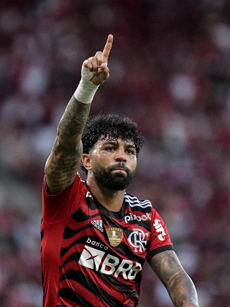 Gabigol, do Flamengo, comemora seu gol durante partida contra o Portuguesa-RJ no Carioca - Thiago Ribeiro/AGIF