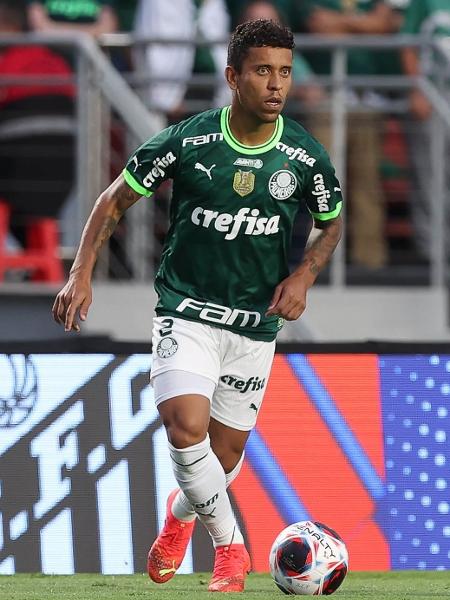 Marcos Rocha, lateral do Palmeiras, em jogo contra o Santos pelo Paulistão - Cesar Greco/Palmeiras/by Canon