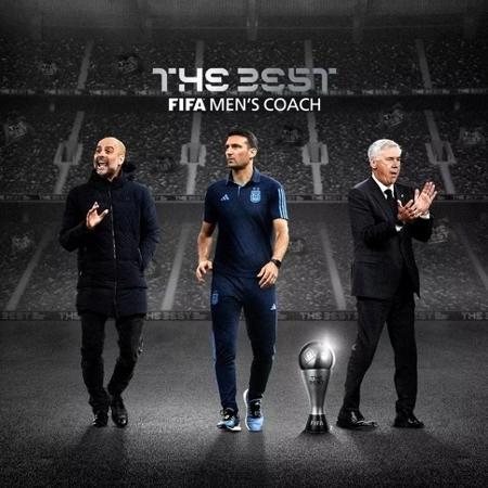 Pep Guardiola, Lionel Scaloni e Carlo Ancelotti são os finalistas do Fifa The Best 2022 - Divulgação/Fifa