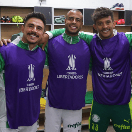 Willian Bigode, Mayke e Scarpa na época em 2021, quando eram companheiros de equipe no Palmeiras - Cesar Greco/Palmeiras