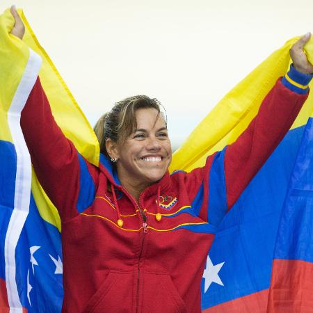 Daniela Larreal comemora medalha nos Jogos Sul-Americanos de 2014