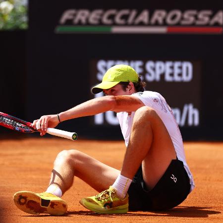 João Fonseca durante o jogo contra Marozsan, na estreia do Masters 1000 de Roma - Yves Herman/Reuters