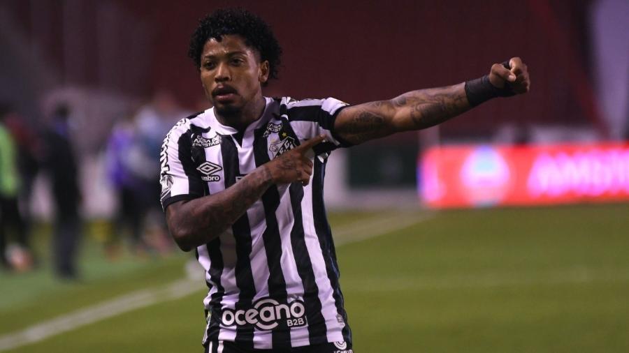 Marinho comemora seu gol na vitória do Santos contra a LDU na Libertadores - Staff Images/CONMEBOL