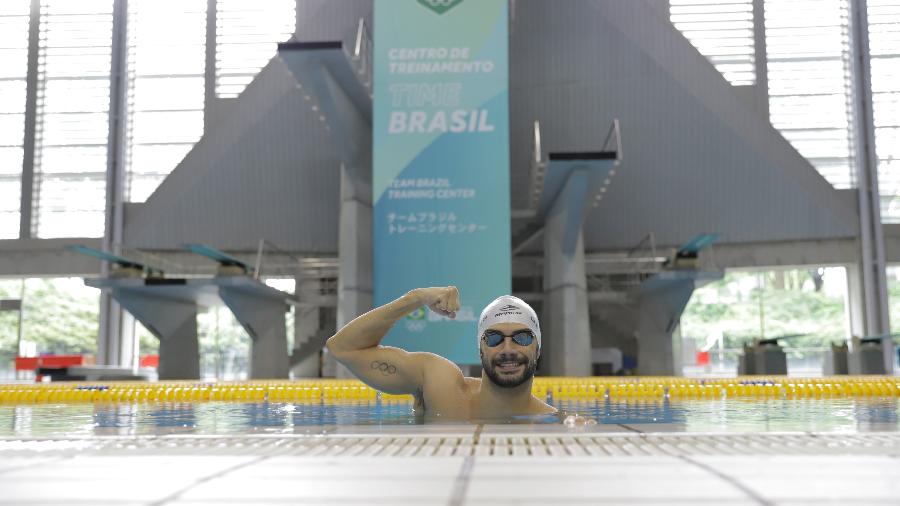 Leonardo de Deus no primeiro treino da natação após chegada em Sagamihara - Alexandre Castello Branco/COB