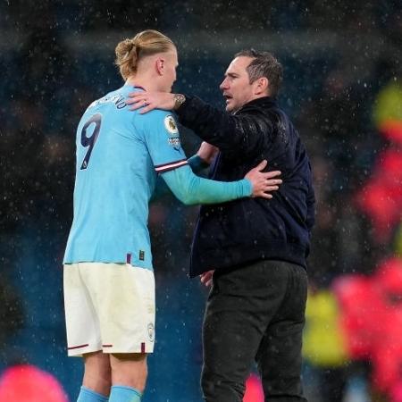 Erling Haaland, atacante do City, e Frank Lampard, atual técnico interino do Chelsea - Matt McNulty/Getty