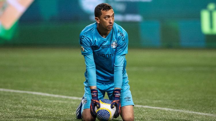 Marchesín, goleiro do Grêmio, durante jogo contra o Palmeiras pelo Brasileirão