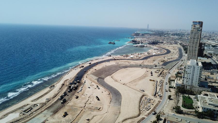 Imagens da construção da pista de Jedá, na Arábia Saudita - Divulgação