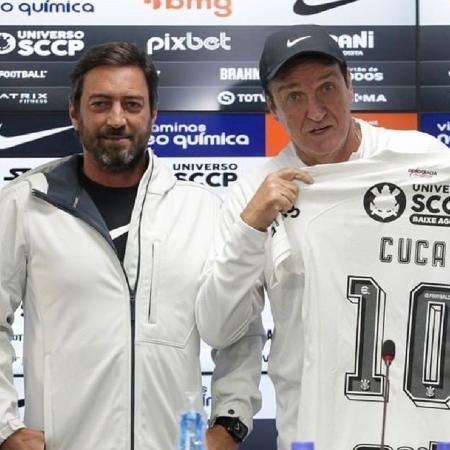 Duílio e Cuca na apresentação do técnico no Corinthians - Reprodução/Instagram