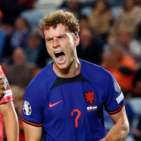 Wieffer, da Holanda, comemora após marcar contra Gibraltar, pelas Eliminatórias da Euro