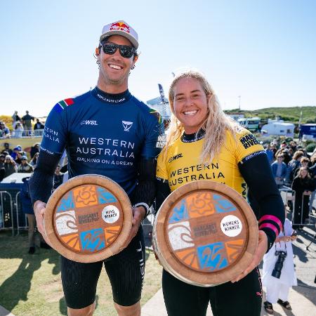 Jordy Smith e Gabriela Bryan, os campeões em Margaret Jordy Smith e Gabriela Bryan, os campeões em Margaret