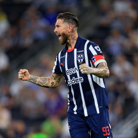 Sergio Ramos comemora gol marcado pelo Monterrey, do México Sergio Ramos comemora gol marcado pelo Monterrey, do México