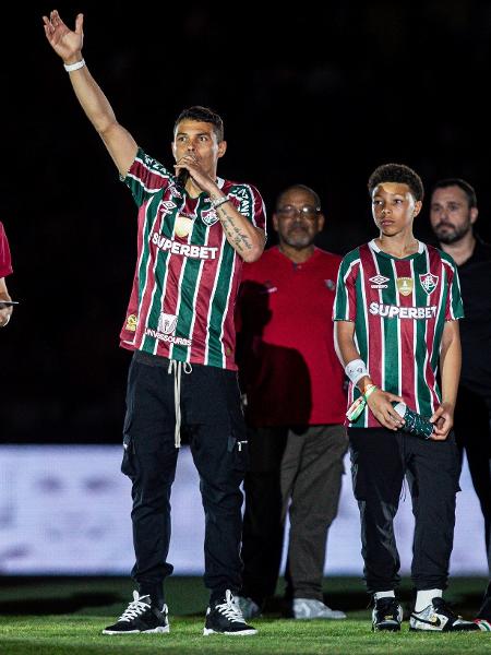 Thiago Silva durante apresentação ao Fluminense, no Maracanã