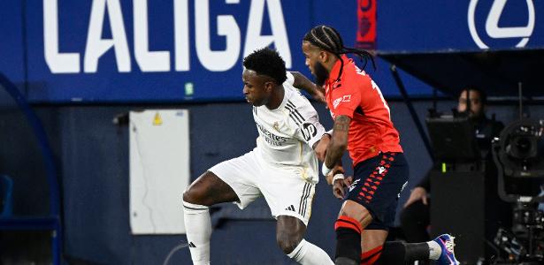 Vini Jr marca após vaias, mas Real Madrid perde para Osasuna com gol no fim
