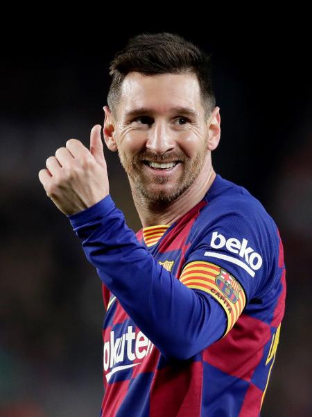 Lionel Messi comemora após marcar pelo Barcelona contra o Mallorca - David S. Bustamante/Soccrates/Getty Images