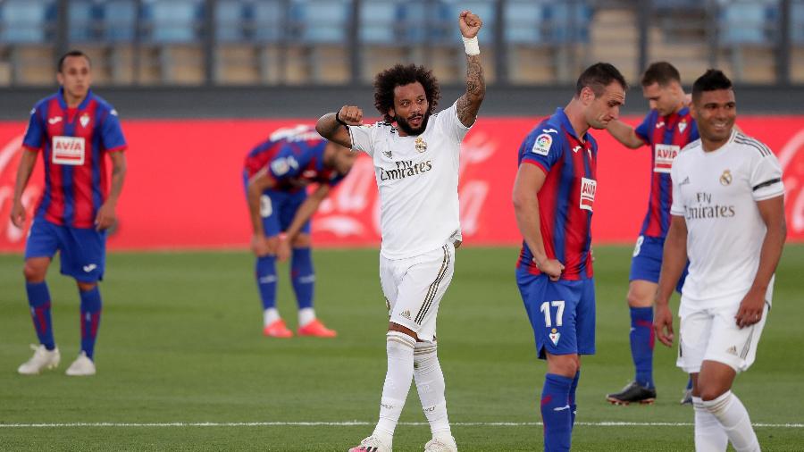 Marcelo, do Real Madrid, durante partida contra o Eibar - Gonzalo Arroyo Moreno/Getty Images
