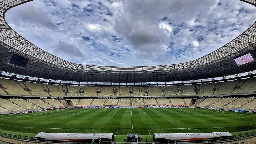 Castelão, vazio, pronto para receber Fortaleza x Flamengo pelo Campeonato Brasileiro 2020 - Alexandre Vidal/CRF