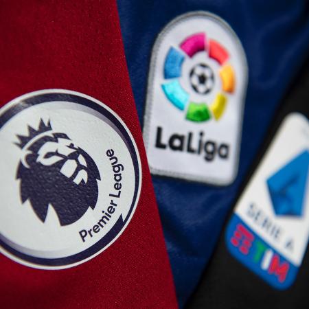 Emblemas da Premier League, La Liga e Serie A