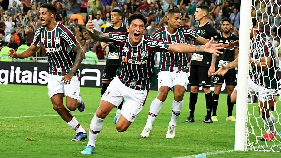 Germán Cano comemora o gol que marcou para o Fluminense aos 51 minutos do segundo tempo contra o Botafogo - Mailson Santana / Fluminense